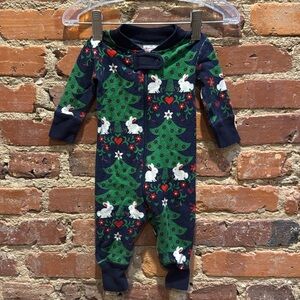 Hanna Andersson Christmas Bunny Zip Pajama, 0-3 months, Organic Cotton
